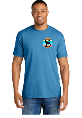 PWDCA Unisex Screen Printed Comfort Tee Striped Logo